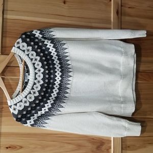 Old Navy Womens Cream Gray Tan Fair Isle Raglan Sleeve Sweater, XL